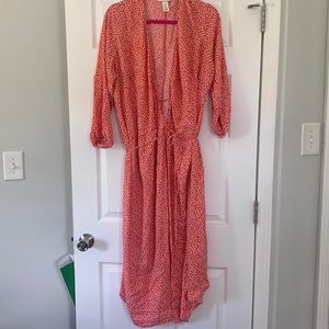 H&M red wrap midi dress